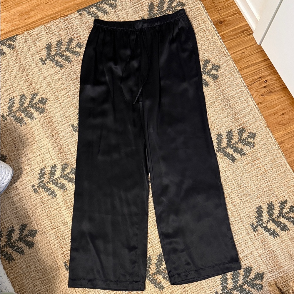 Quince 100% Washable Silk Drawstring Wide Leg Pants